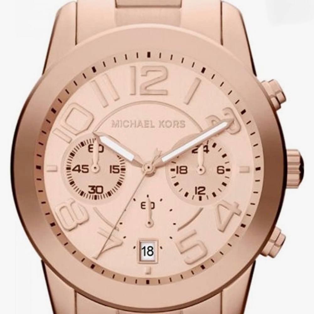 Michael Kors Womens Mercer Rose Gold/Stainless Steel Bracelet/Chronograph Watch